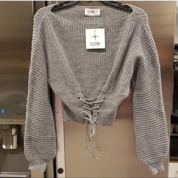 LF seek the label lace up corset sweater - Picture 2 of 6